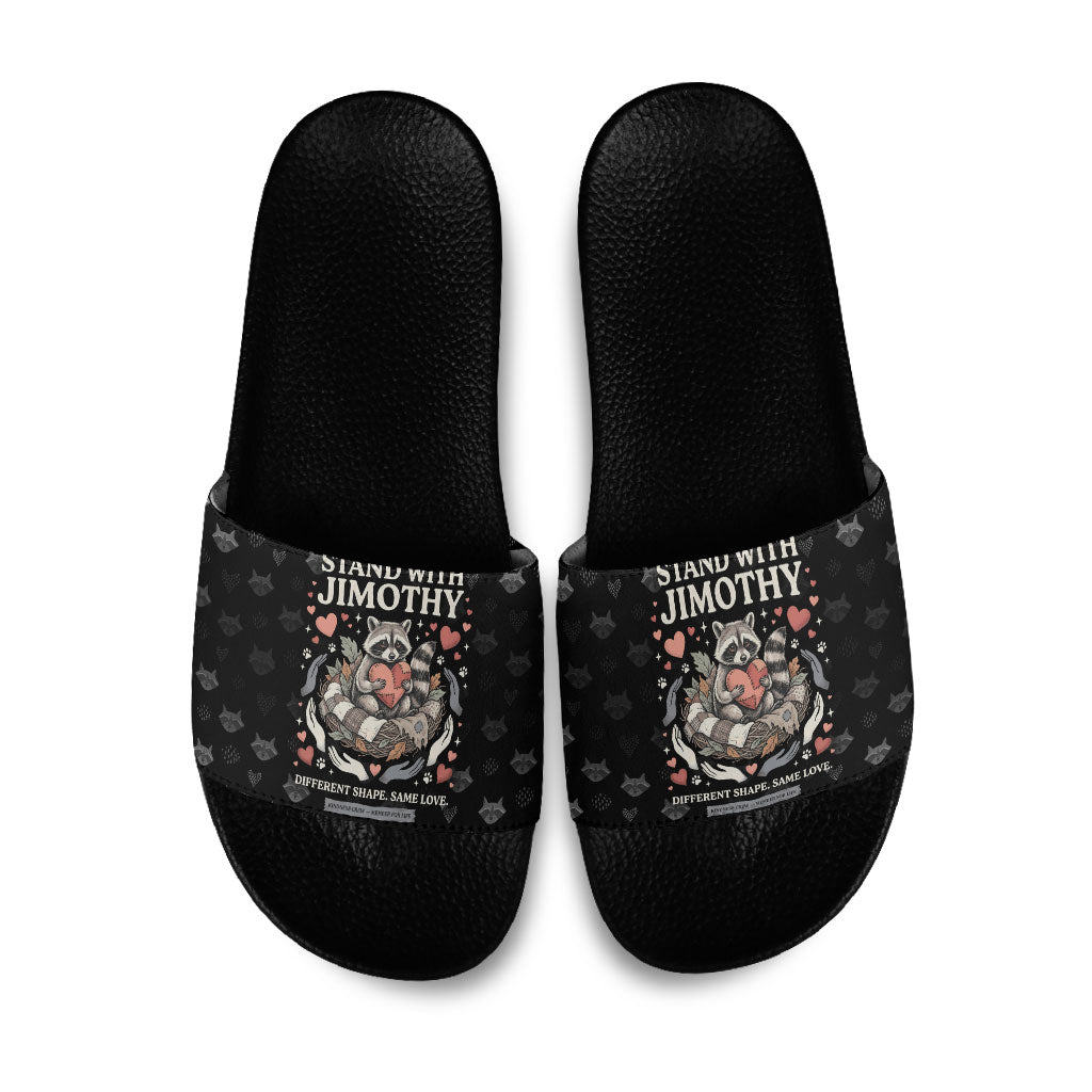 Jimothy The Raccoon Slide Sandals Vintage Raccoon Small Frame Big Heart