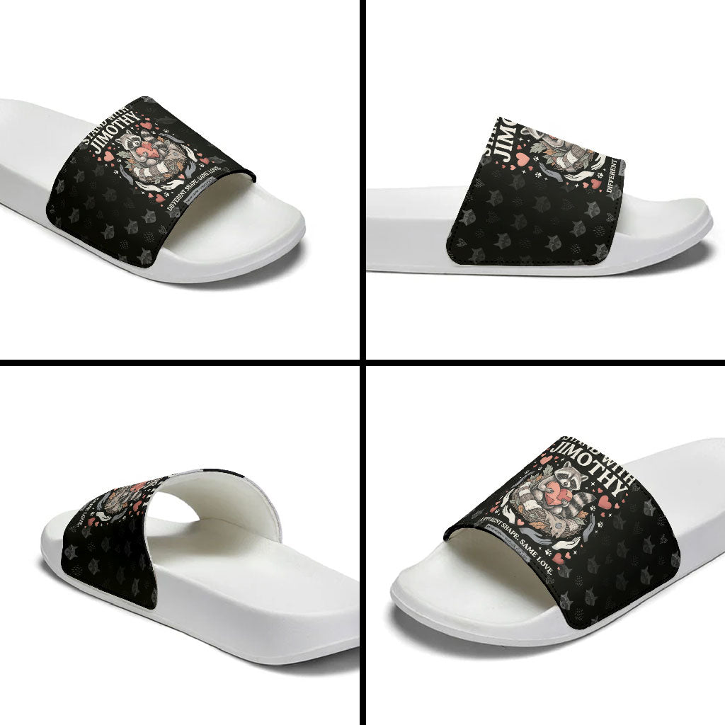 Jimothy The Raccoon Slide Sandals Vintage Raccoon Small Frame Big Heart
