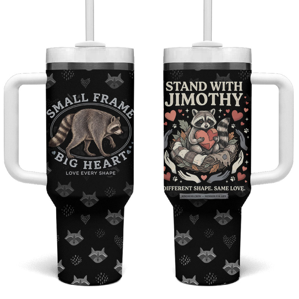 Jimothy The Raccoon Tumbler With Handle Vintage Raccoon Small Frame Big Heart