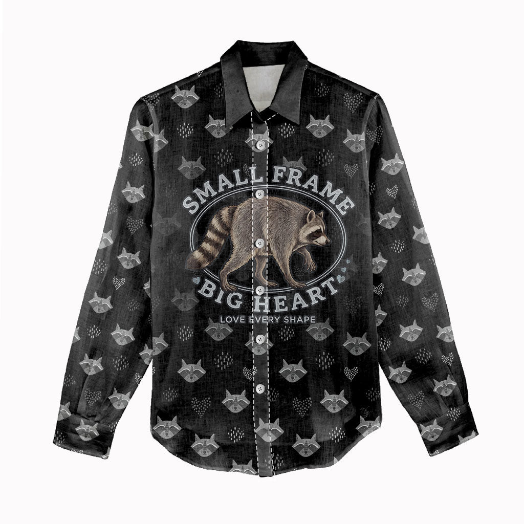 Jimothy The Raccoon Women Casual Shirt Vintage Raccoon Small Frame Big Heart