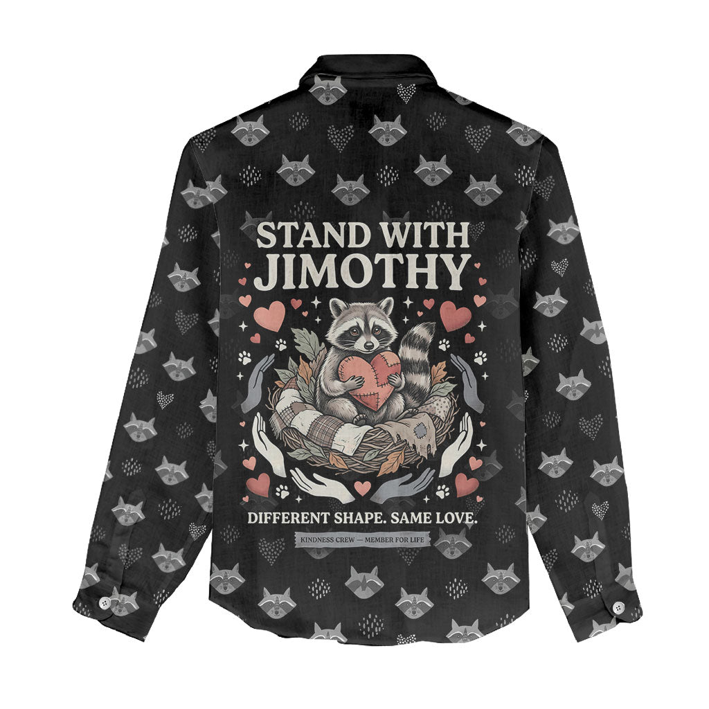 Jimothy The Raccoon Women Casual Shirt Vintage Raccoon Small Frame Big Heart