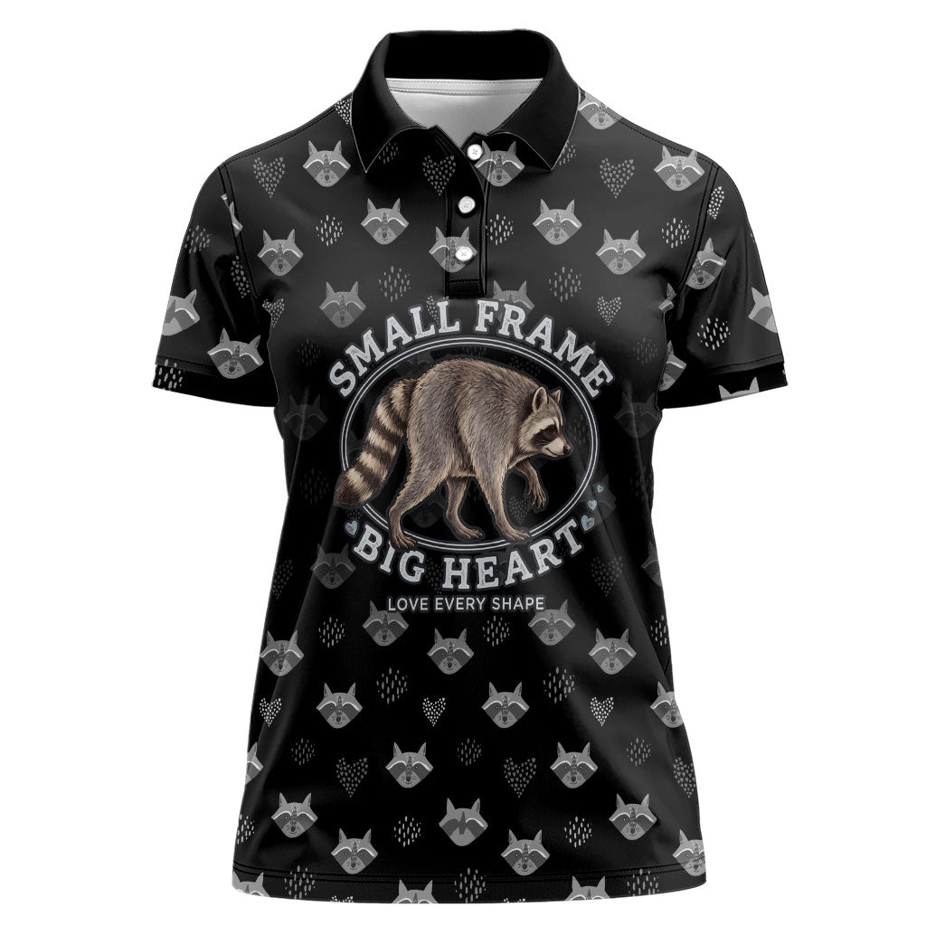 Jimothy The Raccoon Women Polo Shirt Vintage Raccoon Small Frame Big Heart