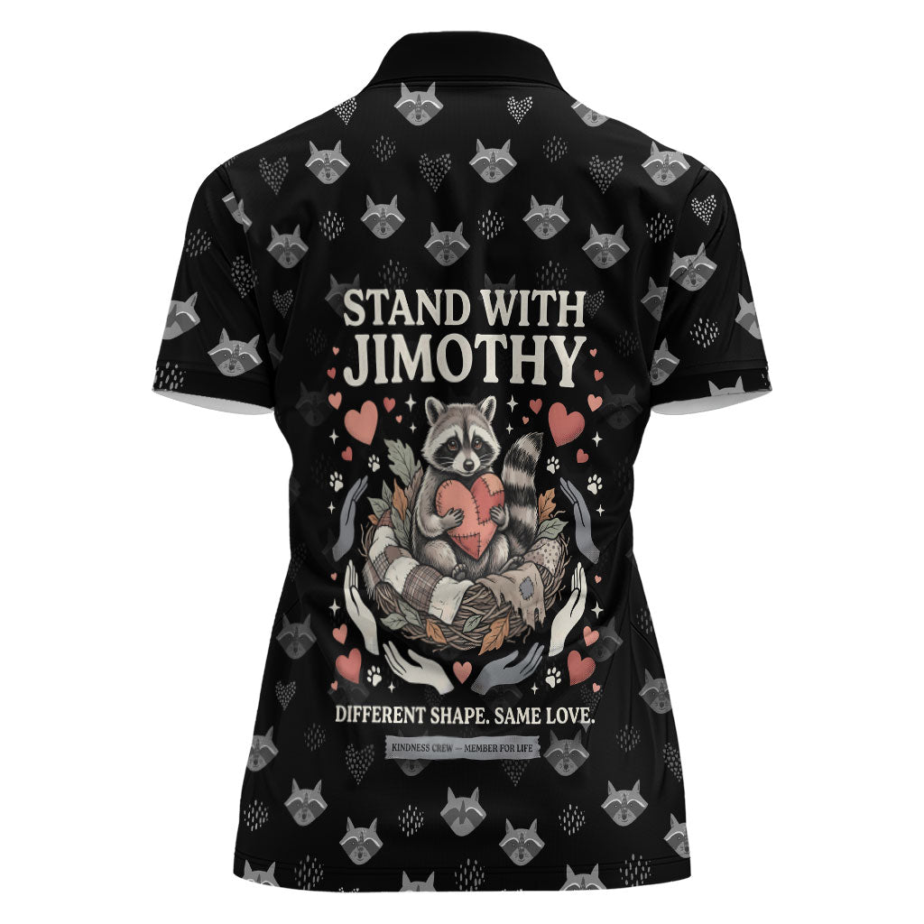 Jimothy The Raccoon Women Polo Shirt Vintage Raccoon Small Frame Big Heart