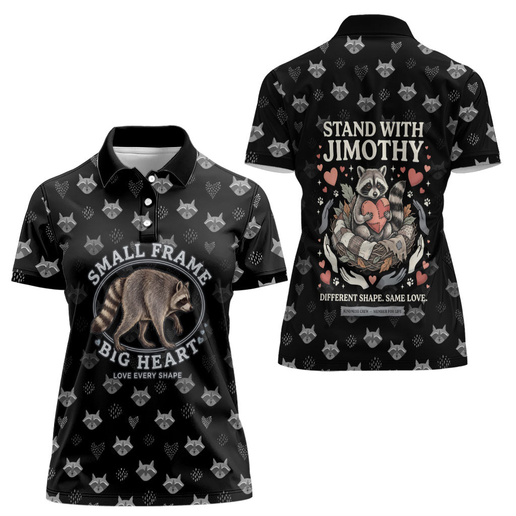 Jimothy The Raccoon Women Polo Shirt Vintage Raccoon Small Frame Big Heart