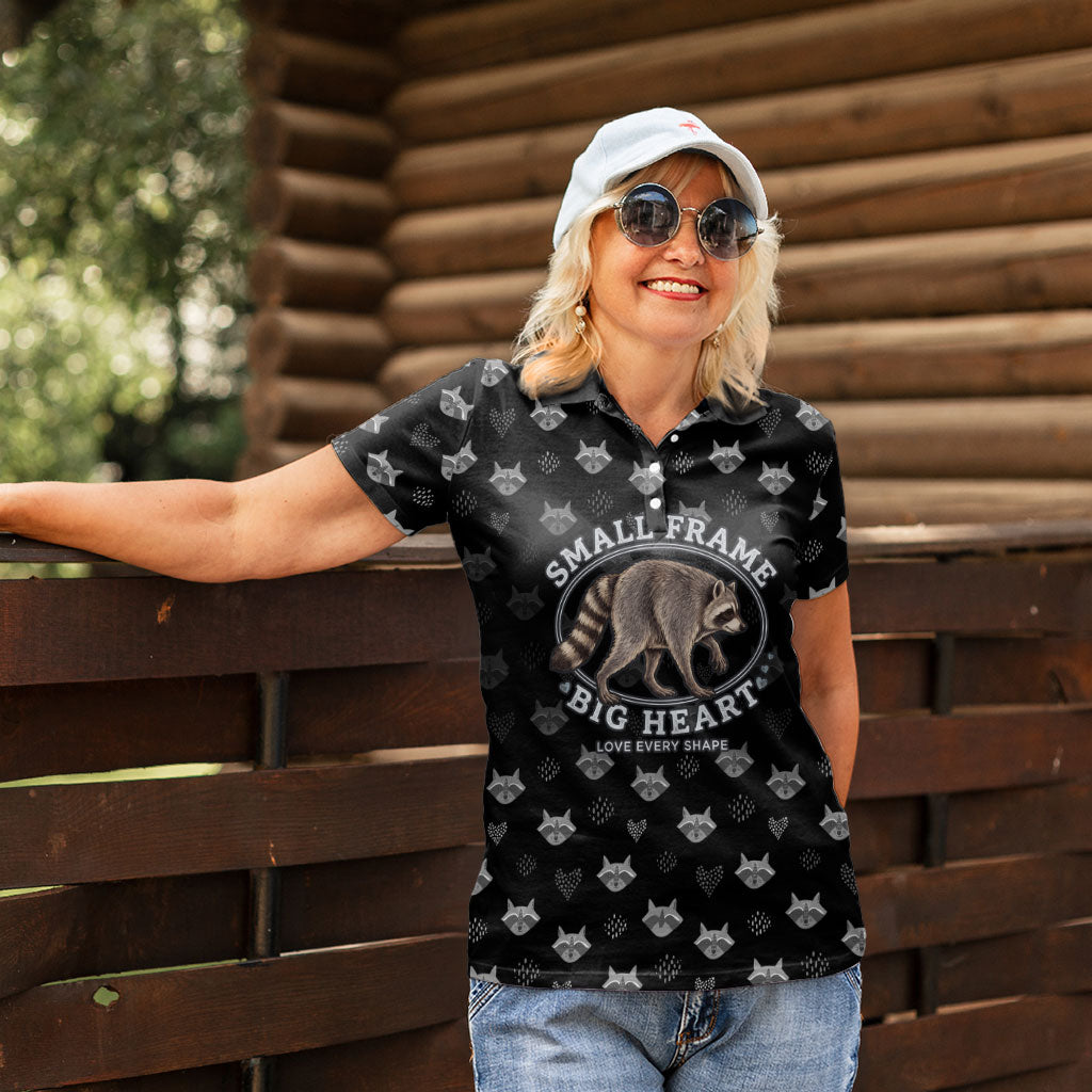 Jimothy The Raccoon Women Polo Shirt Vintage Raccoon Small Frame Big Heart
