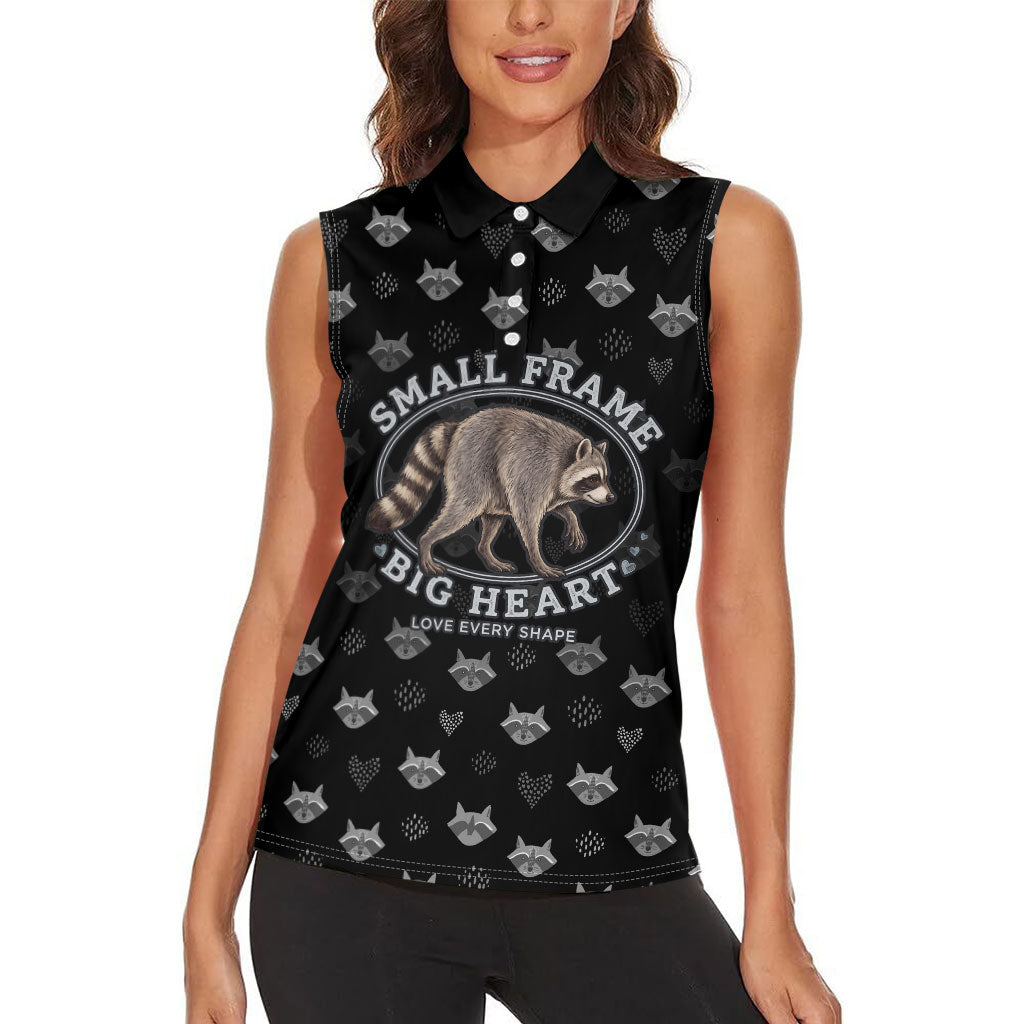 Jimothy The Raccoon Women Sleeveless Polo Shirt Vintage Raccoon Small Frame Big Heart