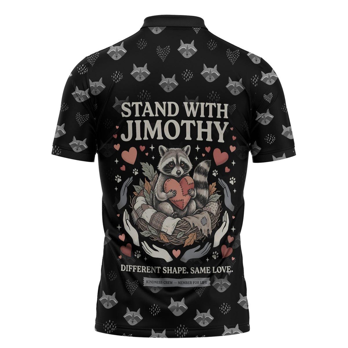 Jimothy The Raccoon Zipper Polo Shirt Vintage Raccoon Small Frame Big Heart