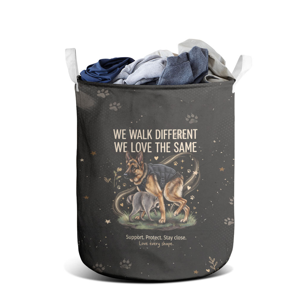 Jimothy And Quasimodo Laundry Basket Vintage German Shepherd And Raccoon - Born Rare Loved Deeply