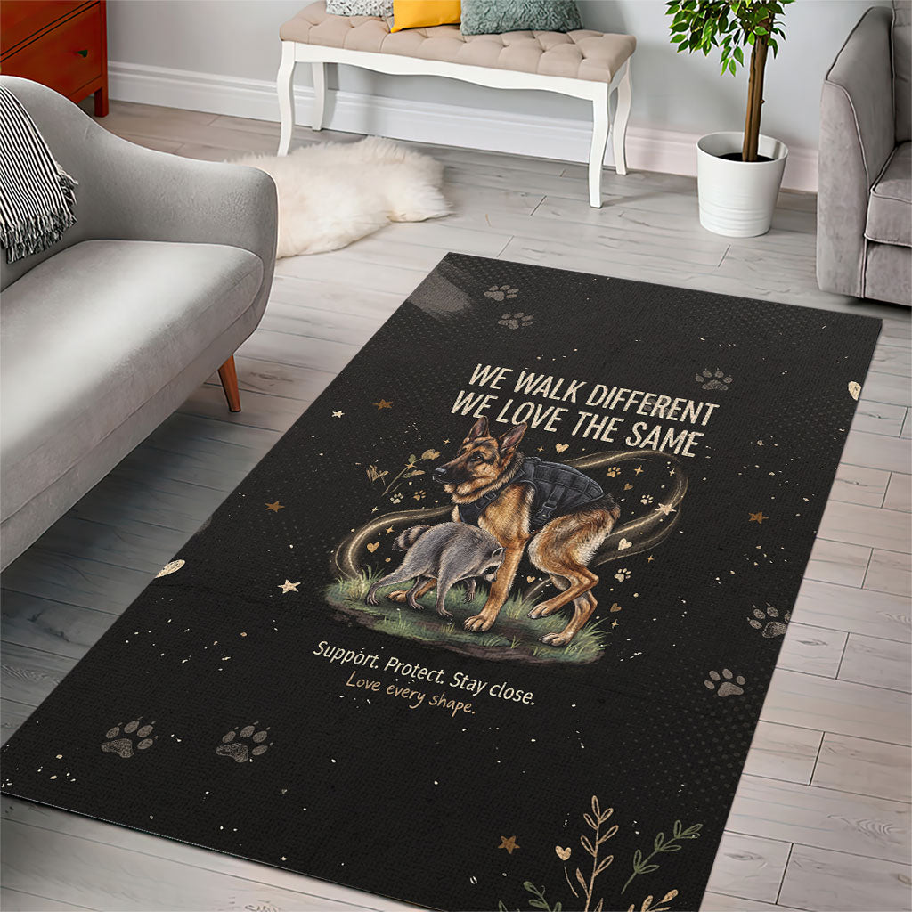 Jimothy And Quasimodo Area Rug Vintage German Shepherd And Raccoon - Born Rare Loved Deeply