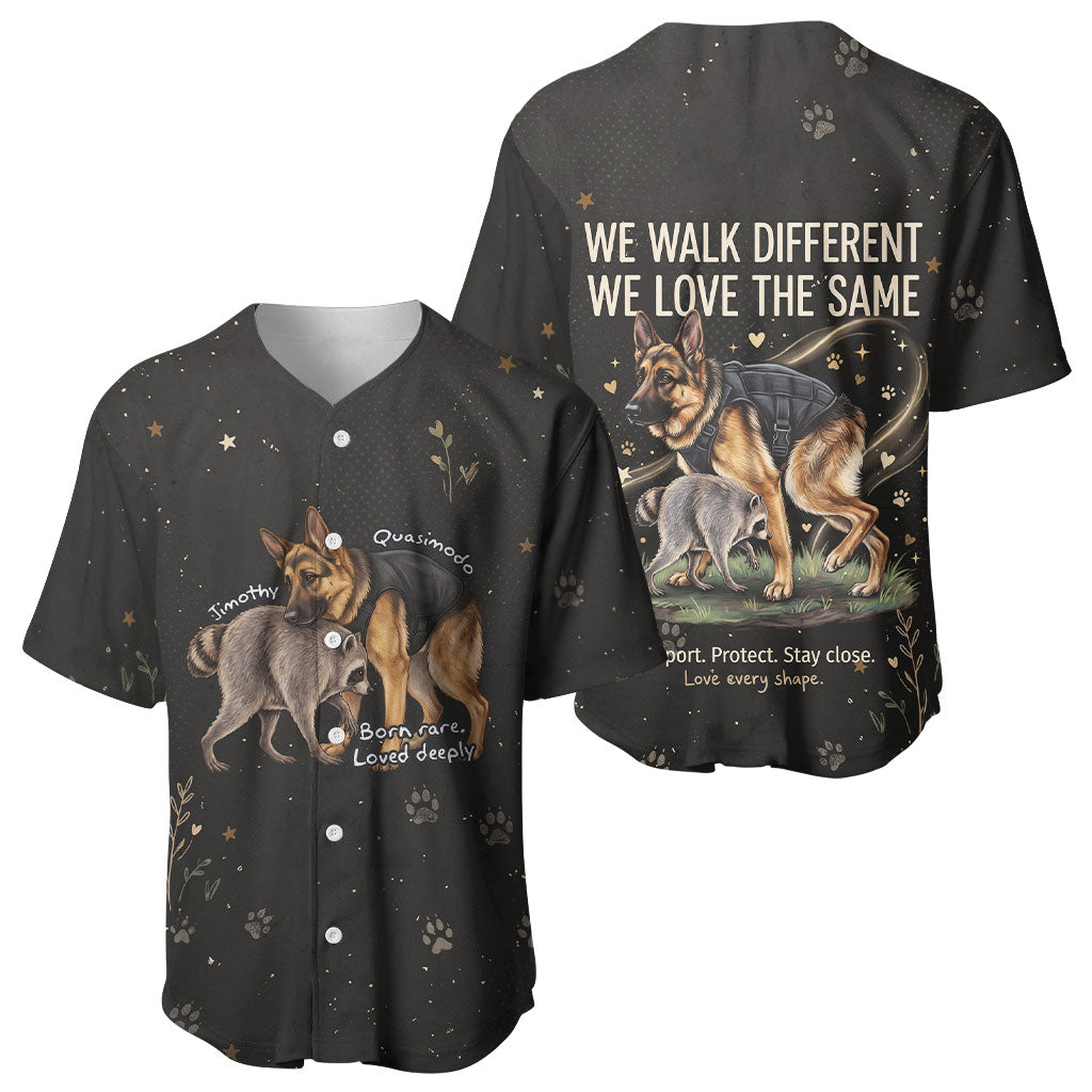 Jimothy And Quasimodo Baseball Jersey Vintage German Shepherd And Raccoon - Born Rare Loved Deeply
