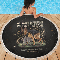 Jimothy And Quasimodo Beach Blanket Vintage German Shepherd And Raccoon - Born Rare Loved Deeply