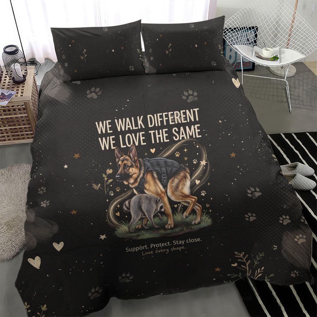 Jimothy And Quasimodo Bedding Set Vintage German Shepherd And Raccoon - Born Rare Loved Deeply