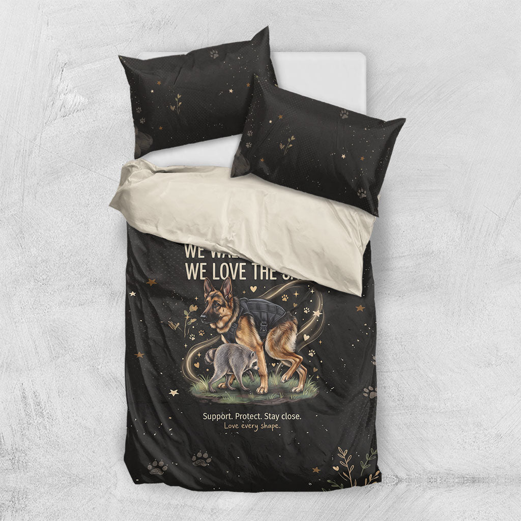 Jimothy And Quasimodo Bedding Set Vintage German Shepherd And Raccoon - Born Rare Loved Deeply