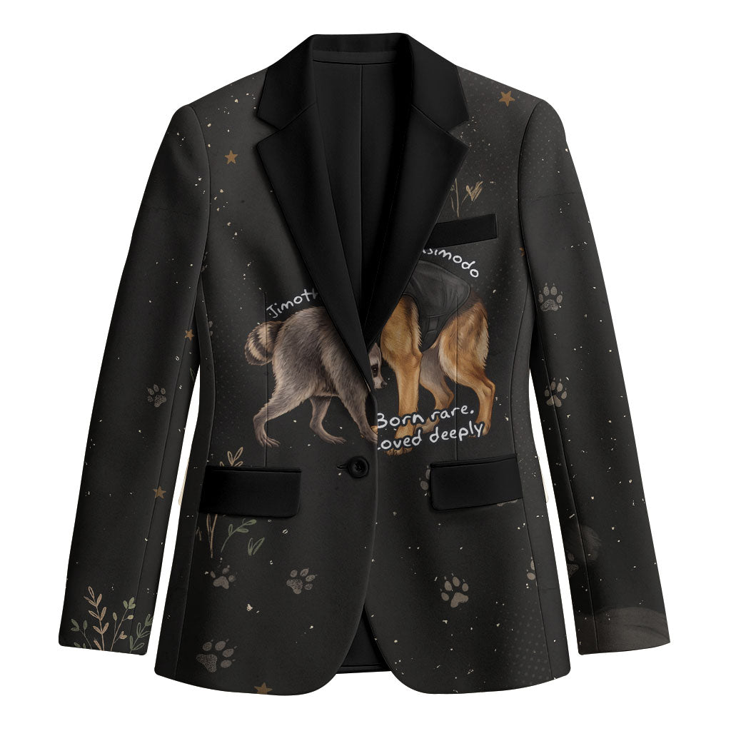 Jimothy And Quasimodo Blazer Vintage German Shepherd And Raccoon - Born Rare Loved Deeply