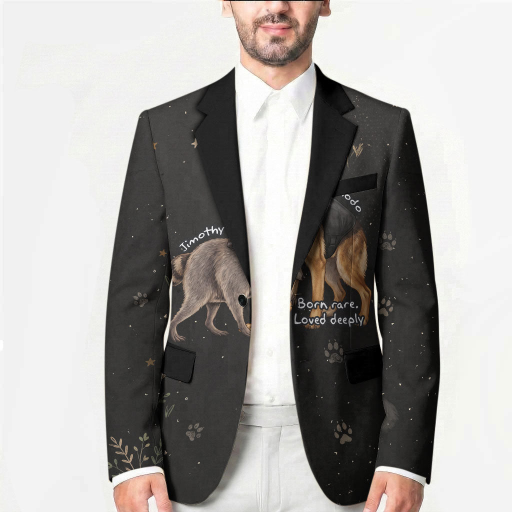 Jimothy And Quasimodo Blazer Vintage German Shepherd And Raccoon - Born Rare Loved Deeply