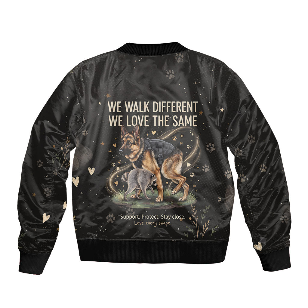 Jimothy And Quasimodo Bomber Jacket Vintage German Shepherd And Raccoon - Born Rare Loved Deeply