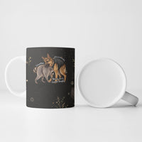 Jimothy And Quasimodo Ceramic Mug Vintage German Shepherd And Raccoon - Born Rare Loved Deeply