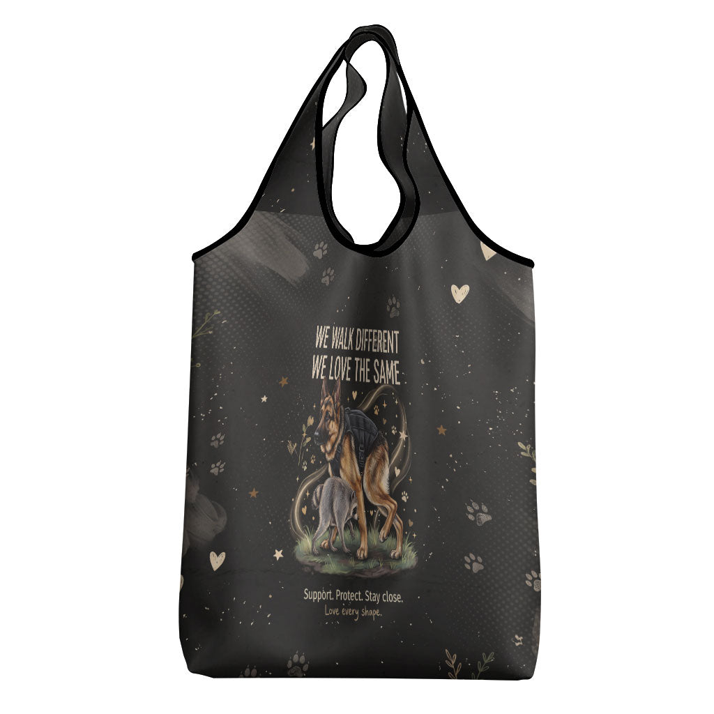 Jimothy And Quasimodo Grocery Bag Vintage German Shepherd And Raccoon - Born Rare Loved Deeply