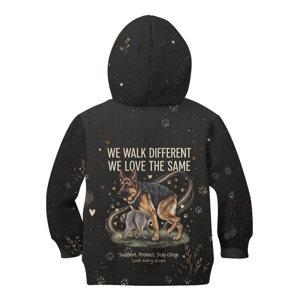 Jimothy And Quasimodo Kid Hoodie Vintage German Shepherd And Raccoon - Born Rare Loved Deeply
