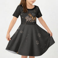 Jimothy And Quasimodo Kid Short Sleeve Dress Vintage German Shepherd And Raccoon - Born Rare Loved Deeply