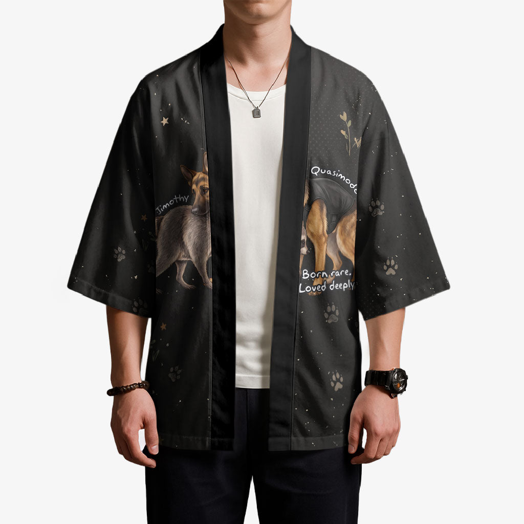 Jimothy And Quasimodo Kimono Vintage German Shepherd And Raccoon - Born Rare Loved Deeply