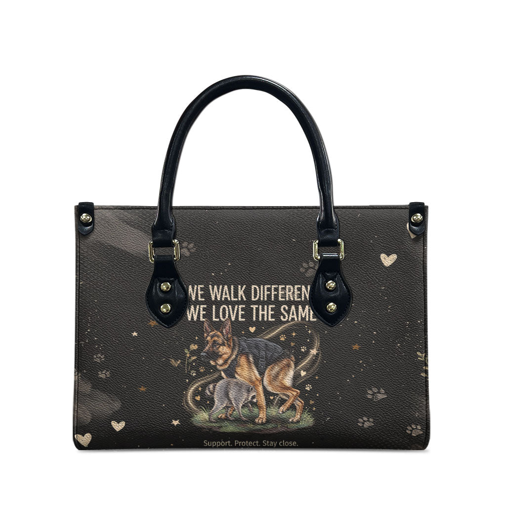 Jimothy And Quasimodo Leather Bag Vintage German Shepherd And Raccoon - Born Rare Loved Deeply