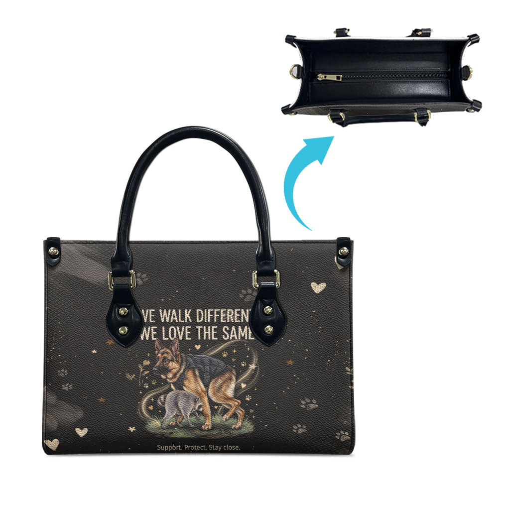 Jimothy And Quasimodo Leather Bag Vintage German Shepherd And Raccoon - Born Rare Loved Deeply