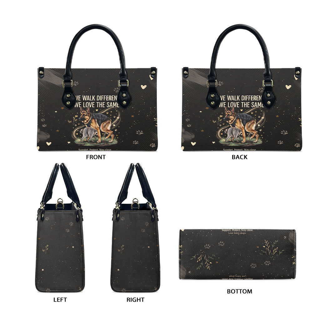 Jimothy And Quasimodo Leather Bag Vintage German Shepherd And Raccoon - Born Rare Loved Deeply