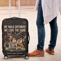 Jimothy And Quasimodo Luggage Cover Vintage German Shepherd And Raccoon - Born Rare Loved Deeply