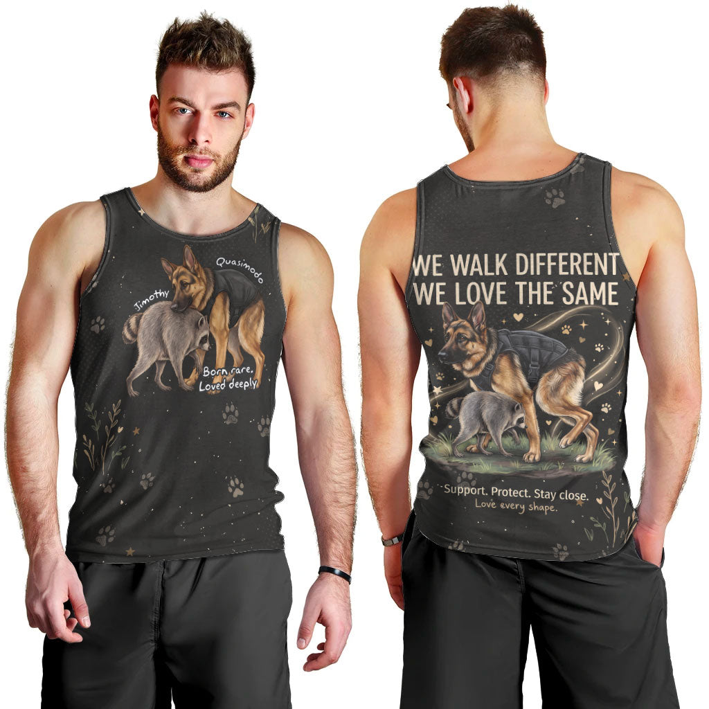 Jimothy And Quasimodo Men Tank Top Vintage German Shepherd And Raccoon - Born Rare Loved Deeply