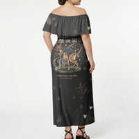 Jimothy And Quasimodo Off Shoulder Maxi Dress Vintage German Shepherd And Raccoon - Born Rare Loved Deeply