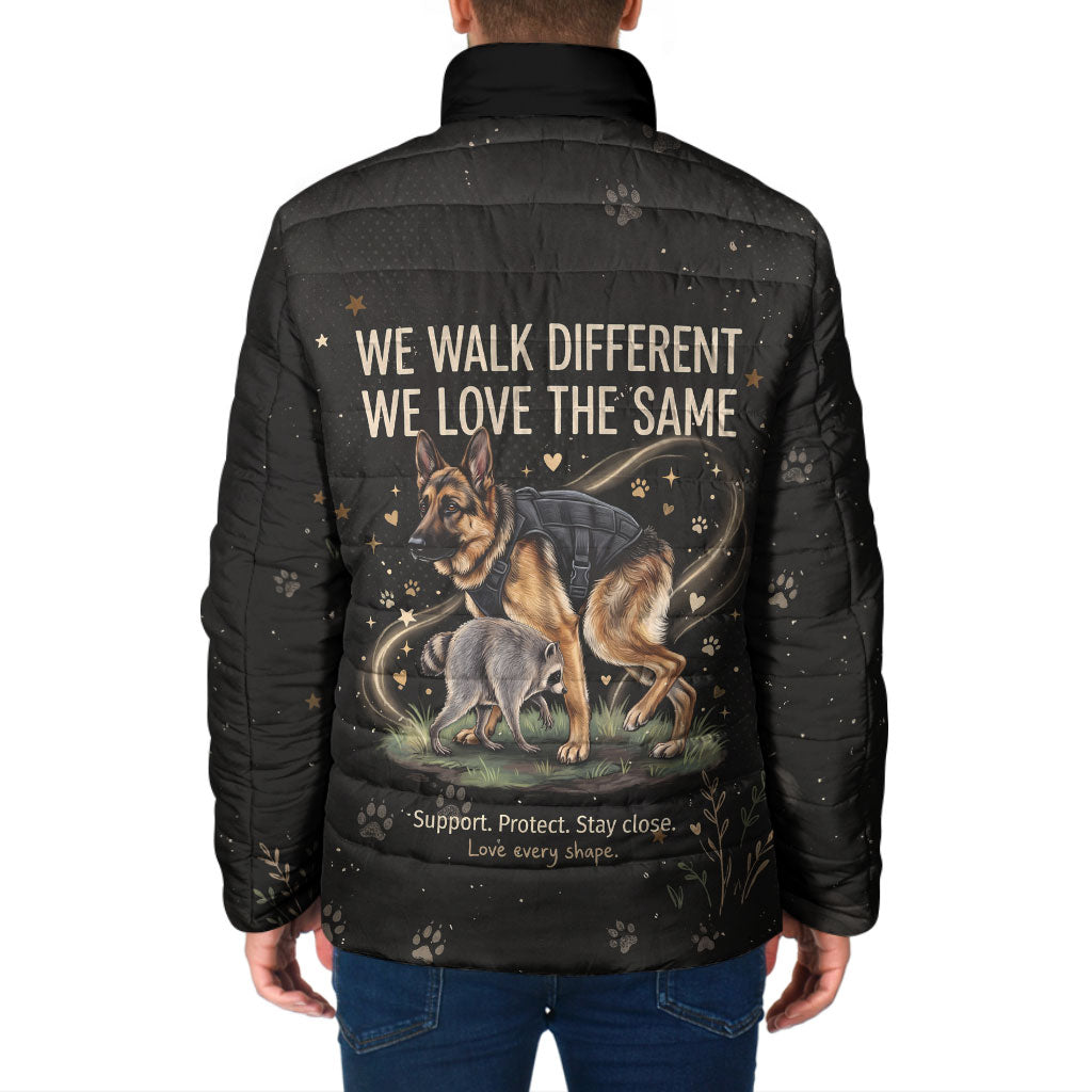 Jimothy And Quasimodo Padded Jacket Vintage German Shepherd And Raccoon - Born Rare Loved Deeply