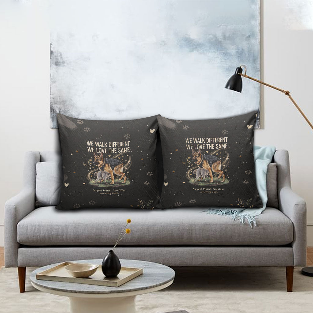 Jimothy And Quasimodo Pillow Cover Vintage German Shepherd And Raccoon - Born Rare Loved Deeply