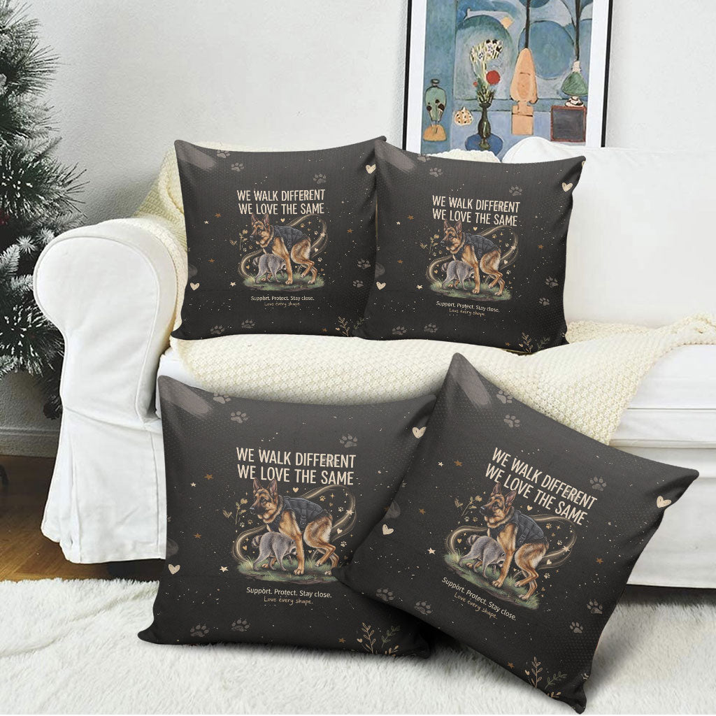 Jimothy And Quasimodo Pillow Cover Vintage German Shepherd And Raccoon - Born Rare Loved Deeply