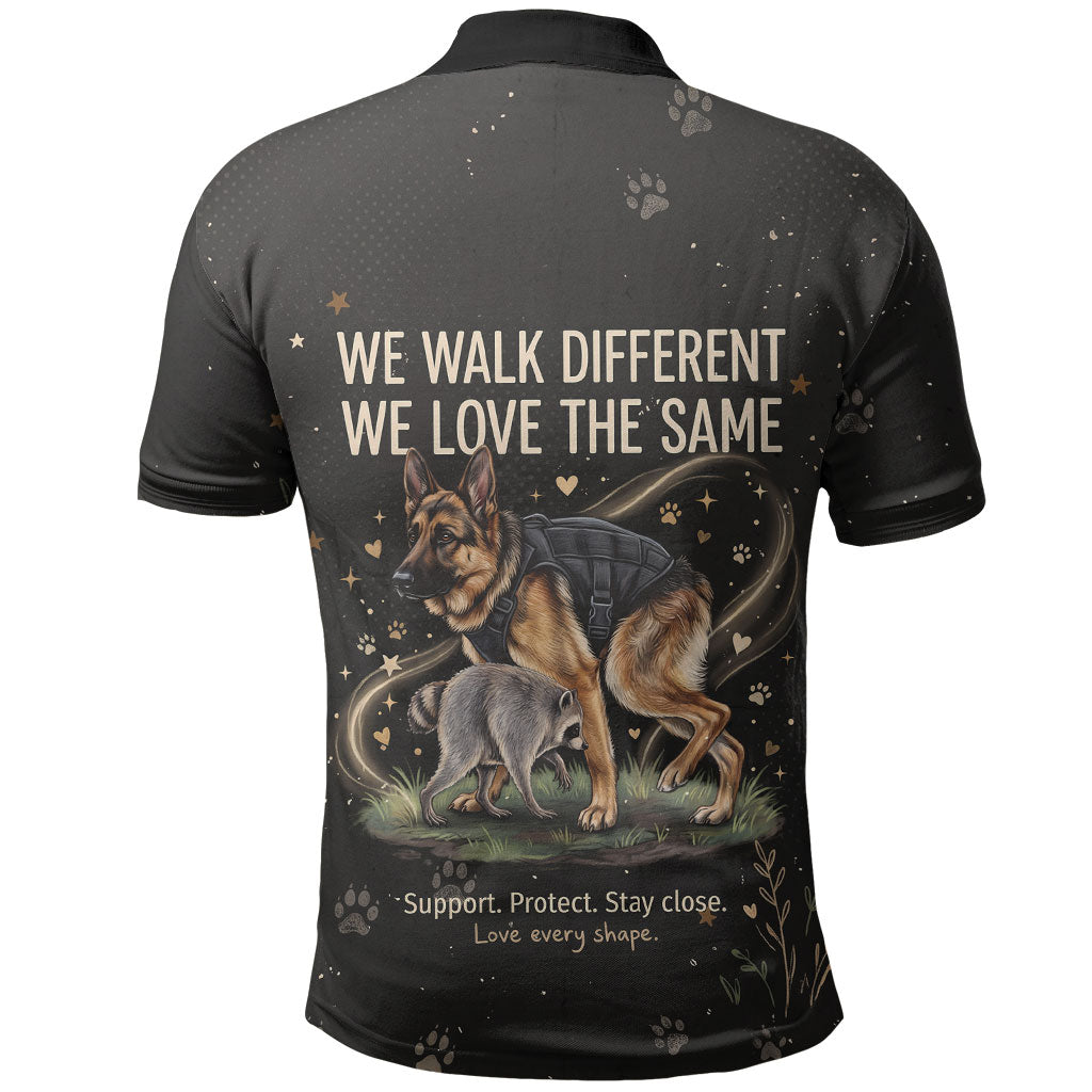 Jimothy And Quasimodo Polo Shirt Vintage German Shepherd And Raccoon - Born Rare Loved Deeply