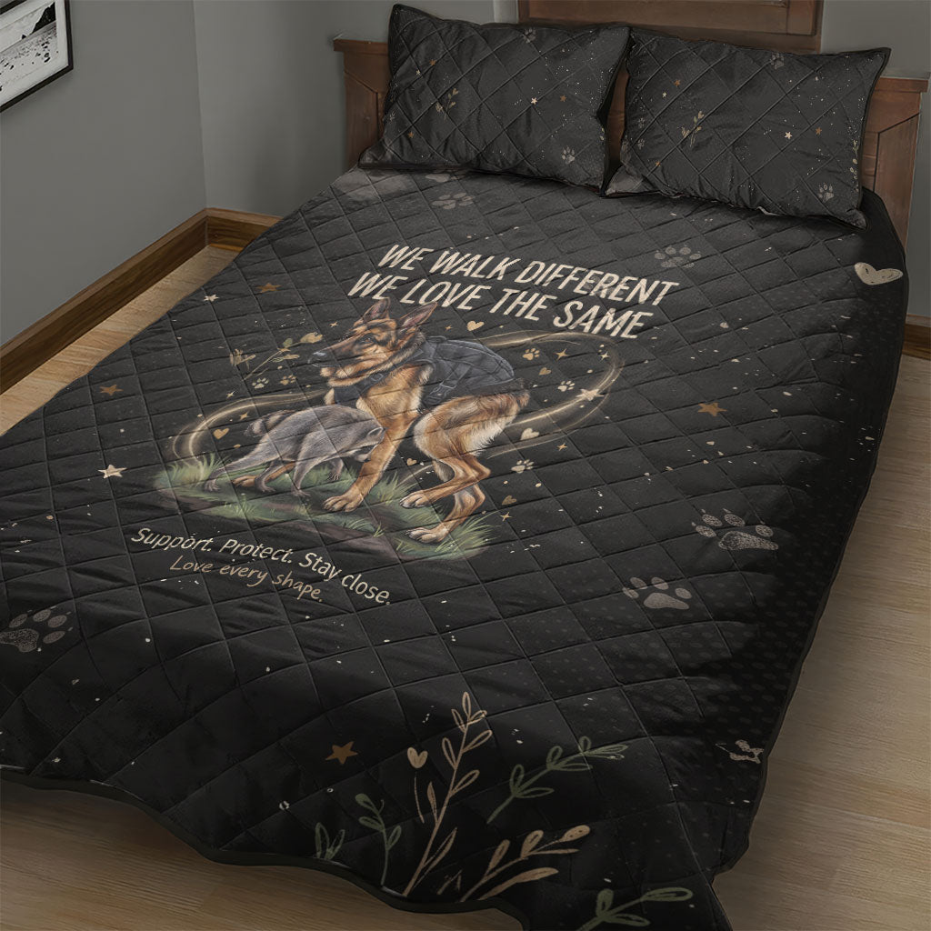 Jimothy And Quasimodo Quilt Bed Set Vintage German Shepherd And Raccoon - Born Rare Loved Deeply