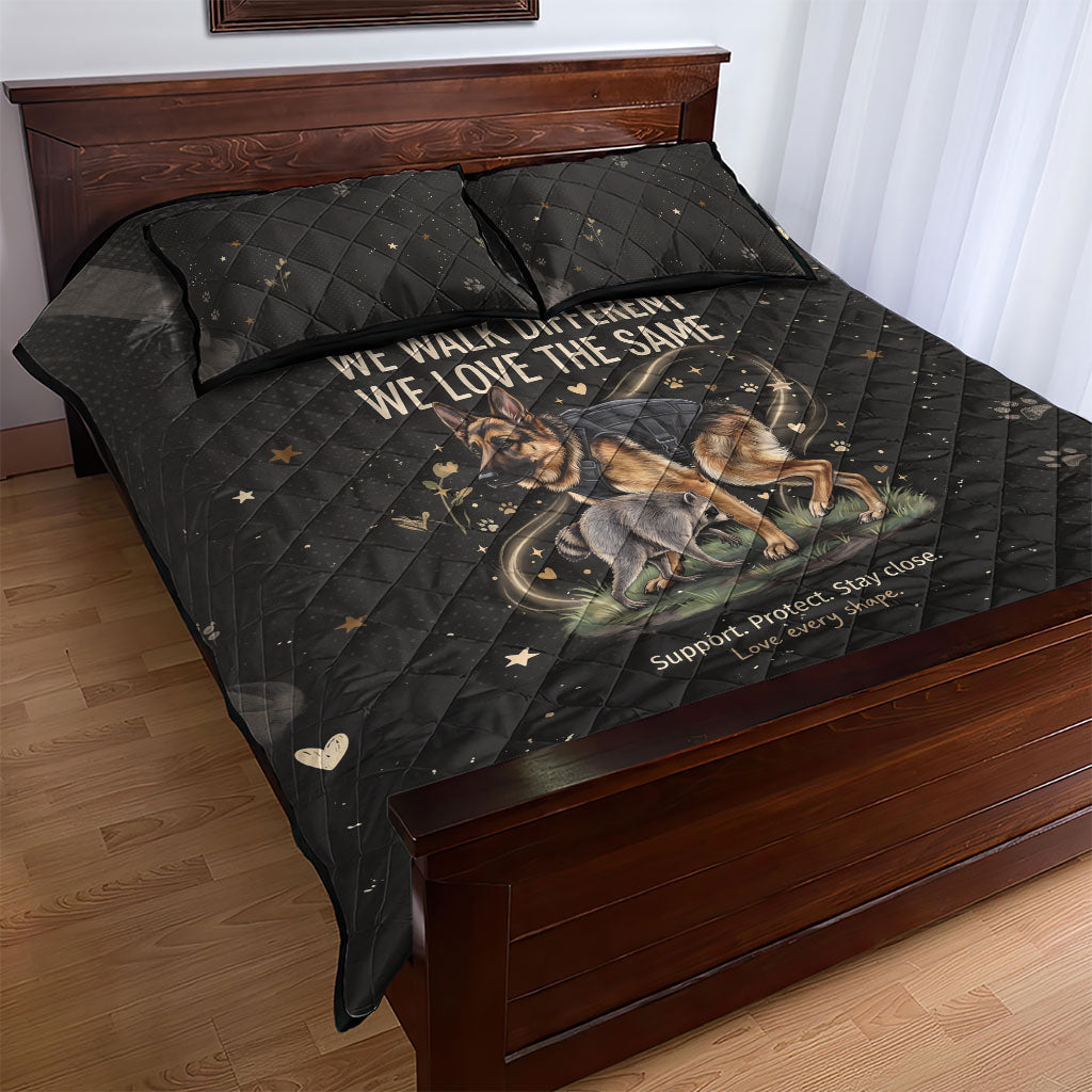 Jimothy And Quasimodo Quilt Bed Set Vintage German Shepherd And Raccoon - Born Rare Loved Deeply