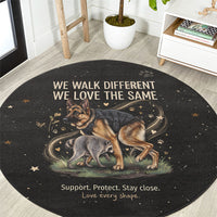 Jimothy And Quasimodo Round Carpet Vintage German Shepherd And Raccoon - Born Rare Loved Deeply