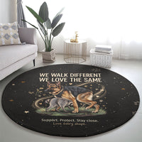 Jimothy And Quasimodo Round Carpet Vintage German Shepherd And Raccoon - Born Rare Loved Deeply