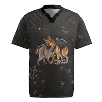 Jimothy And Quasimodo Rugby Jersey Vintage German Shepherd And Raccoon - Born Rare Loved Deeply
