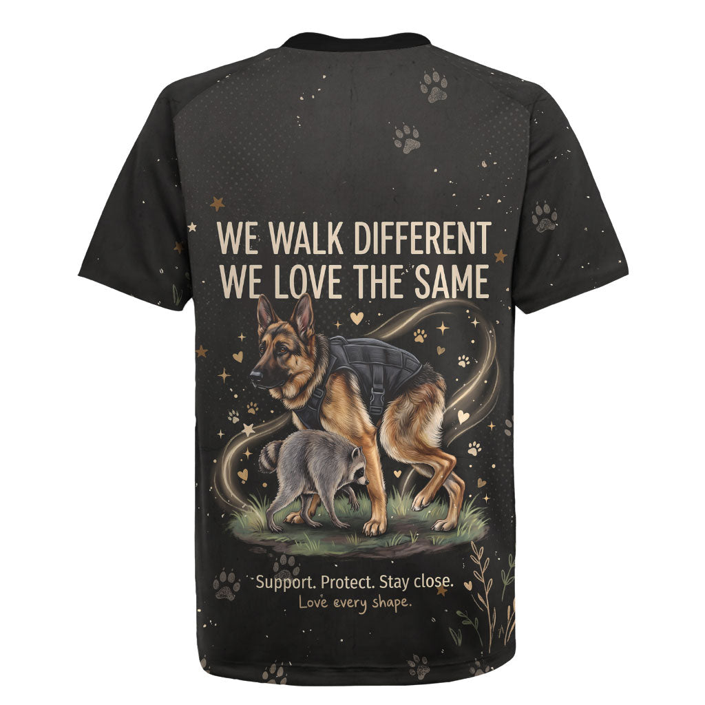 Jimothy And Quasimodo Rugby Jersey Vintage German Shepherd And Raccoon - Born Rare Loved Deeply