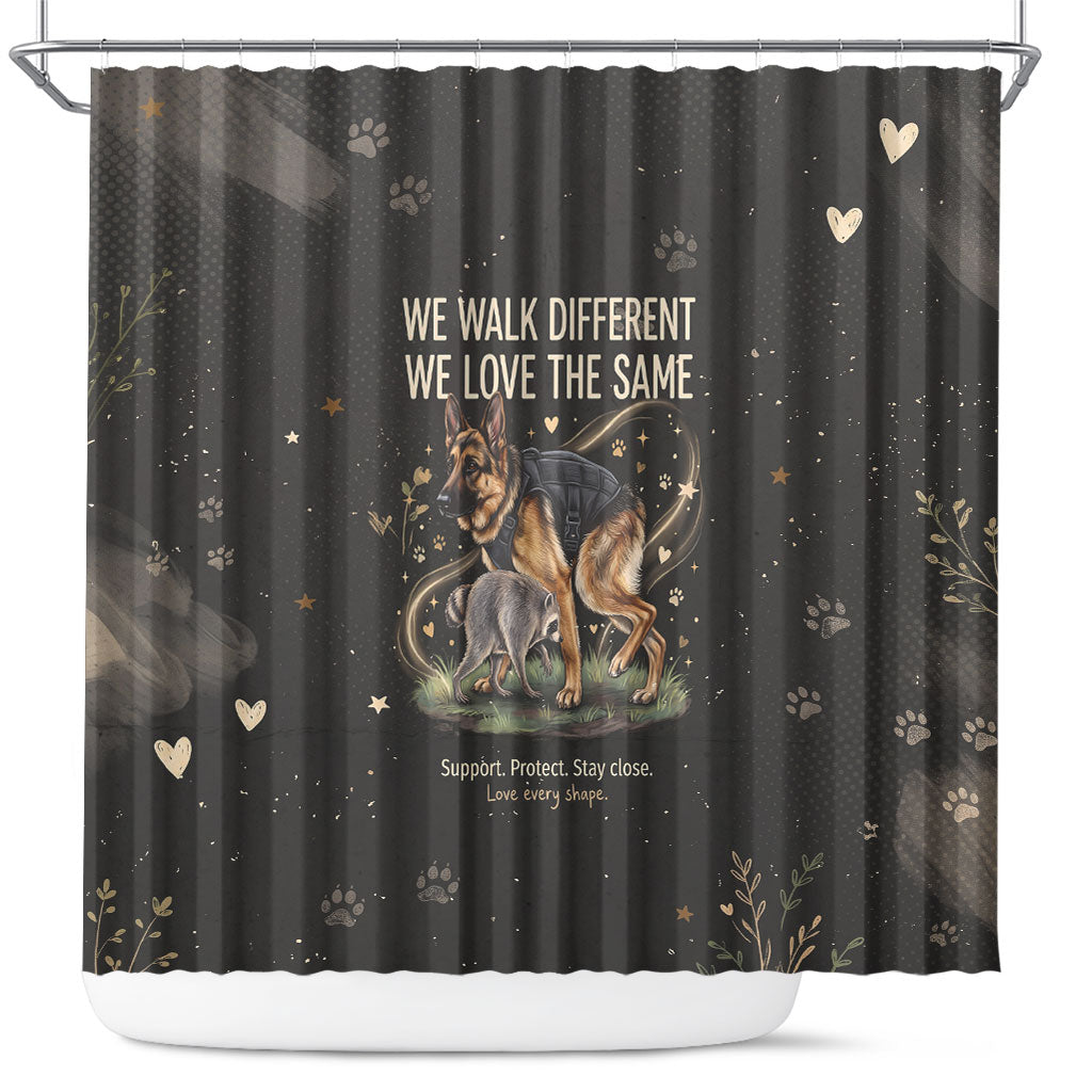 Jimothy And Quasimodo Shower Curtain Vintage German Shepherd And Raccoon - Born Rare Loved Deeply