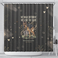 Jimothy And Quasimodo Shower Curtain Vintage German Shepherd And Raccoon - Born Rare Loved Deeply