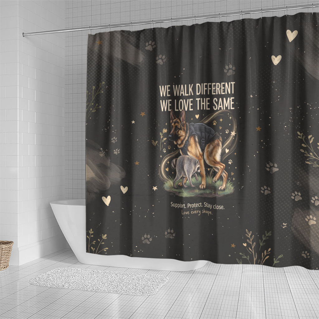 Jimothy And Quasimodo Shower Curtain Vintage German Shepherd And Raccoon - Born Rare Loved Deeply