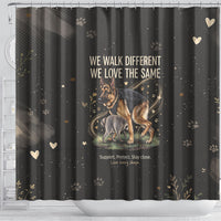 Jimothy And Quasimodo Shower Curtain Vintage German Shepherd And Raccoon - Born Rare Loved Deeply