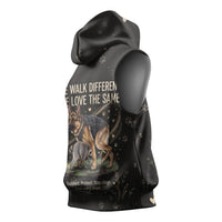 Jimothy And Quasimodo Sleeveless Hoodie Vintage German Shepherd And Raccoon - Born Rare Loved Deeply