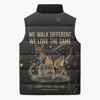 Jimothy And Quasimodo Sleeveless Puffer Jacket Vintage German Shepherd And Raccoon - Born Rare Loved Deeply