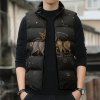 Jimothy And Quasimodo Sleeveless Puffer Jacket Vintage German Shepherd And Raccoon - Born Rare Loved Deeply
