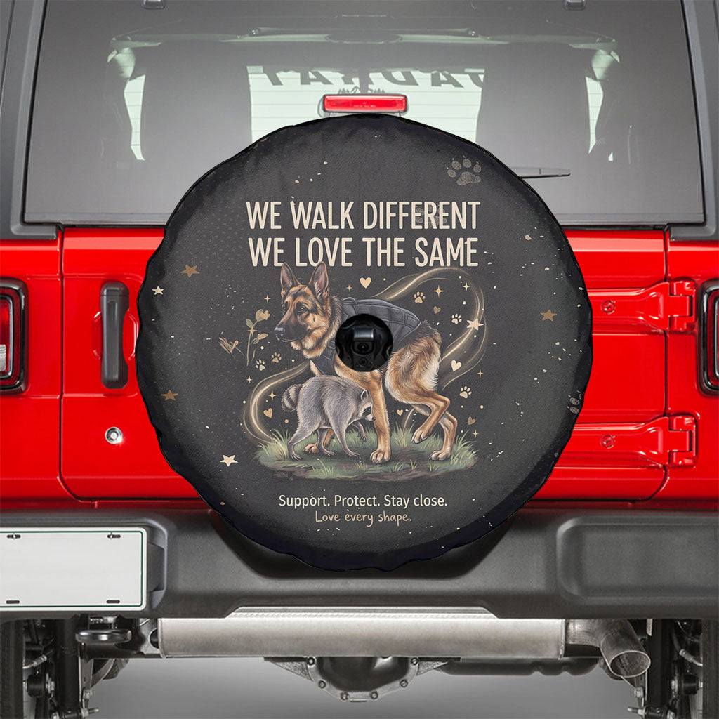 Jimothy And Quasimodo Spare Tire Cover Vintage German Shepherd And Raccoon - Born Rare Loved Deeply