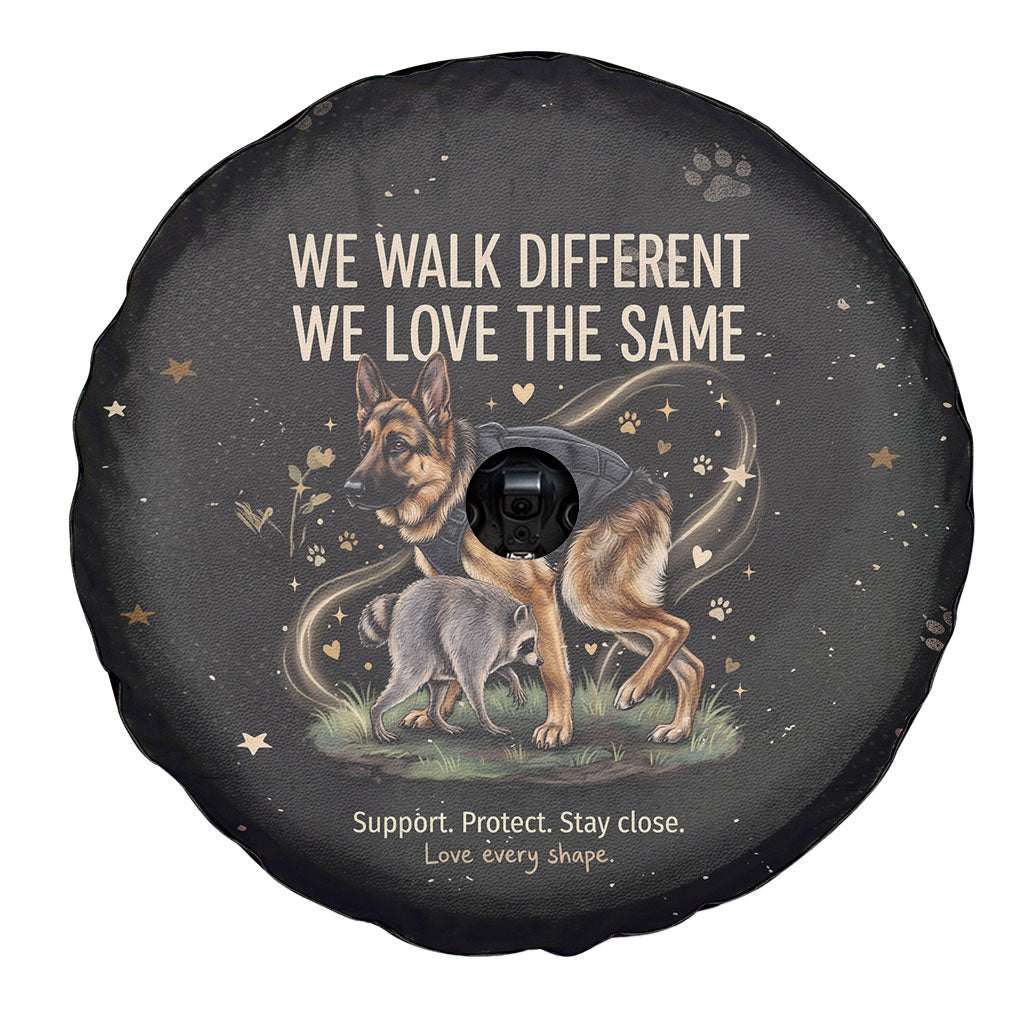 Jimothy And Quasimodo Spare Tire Cover Vintage German Shepherd And Raccoon - Born Rare Loved Deeply